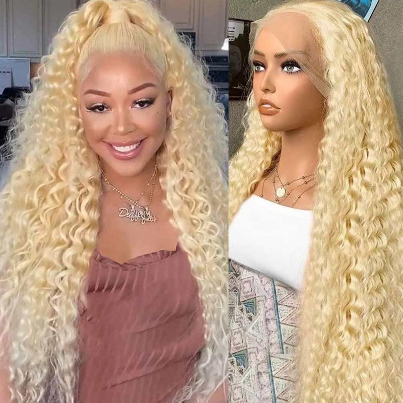 613 Lace Front Wig Human Hair 180 Density Blonde Wig Human Hair Wet and Wavy Wigs for Black Women Glueless HD Lace Frontal Wigs 28 Inch